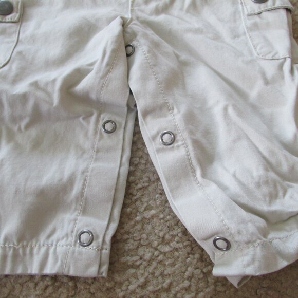 Bib Overalls Infant Boys 3-6M Tan Beige Snap Up Adjustable Helicopter Vehicles - Picture 2 of 10